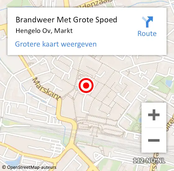 Locatie op kaart van de 112 melding: Brandweer Met Grote Spoed Naar Hengelo, Markt op 10 december 2020 13:43