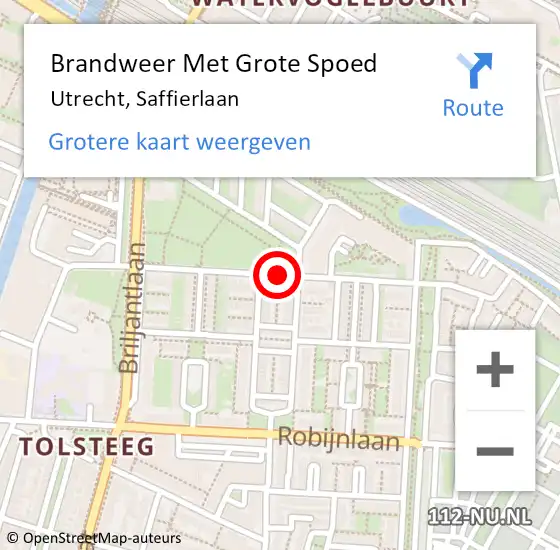 Locatie op kaart van de 112 melding: Brandweer Met Grote Spoed Naar Utrecht, Saffierlaan op 10 december 2020 14:19