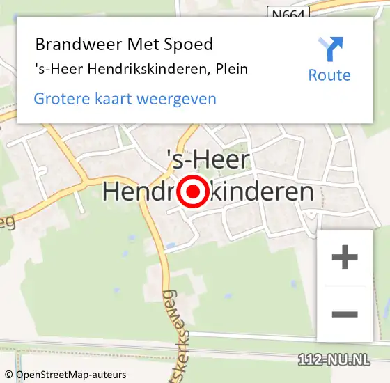 Locatie op kaart van de 112 melding: Brandweer Met Spoed Naar 's-Heer Hendrikskinderen, Plein op 10 december 2020 14:29