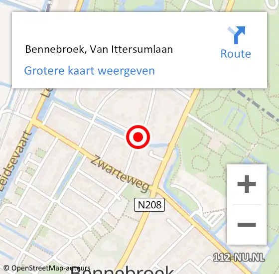 Locatie op kaart van de 112 melding:  Bennebroek, Van Ittersumlaan op 10 december 2020 14:39