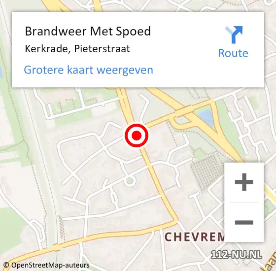 Locatie op kaart van de 112 melding: Brandweer Met Spoed Naar Kerkrade, Pieterstraat op 10 december 2020 14:47