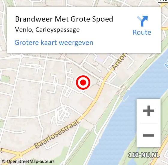 Locatie op kaart van de 112 melding: Brandweer Met Grote Spoed Naar Venlo, Carleyspassage op 10 december 2020 14:55