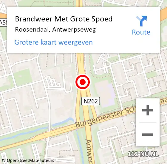 Locatie op kaart van de 112 melding: Brandweer Met Grote Spoed Naar Roosendaal, Antwerpseweg op 10 december 2020 17:08