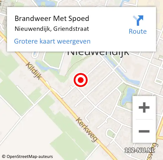 Locatie op kaart van de 112 melding: Brandweer Met Spoed Naar Nieuwendijk, Griendstraat op 10 december 2020 17:14