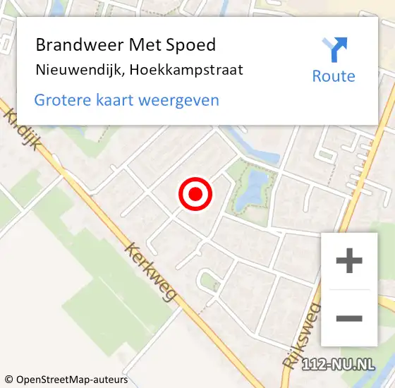 Locatie op kaart van de 112 melding: Brandweer Met Spoed Naar Nieuwendijk, Hoekkampstraat op 10 december 2020 17:37