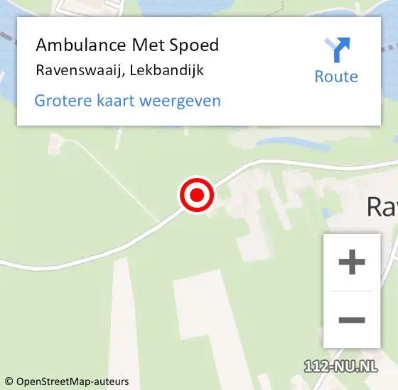 Locatie op kaart van de 112 melding: Ambulance Met Spoed Naar Ravenswaaij, Lekbandijk op 10 december 2020 18:38