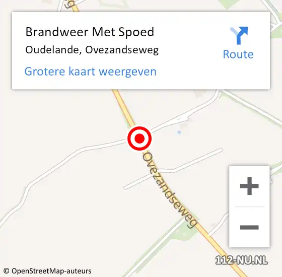 Locatie op kaart van de 112 melding: Brandweer Met Spoed Naar Oudelande, Ovezandseweg op 10 december 2020 19:34