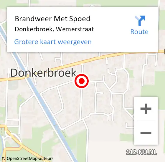 Locatie op kaart van de 112 melding: Brandweer Met Spoed Naar Donkerbroek, Wemerstraat op 10 december 2020 19:35