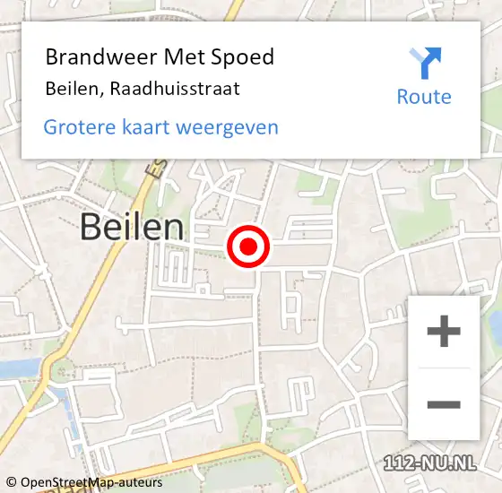 Locatie op kaart van de 112 melding: Brandweer Met Spoed Naar Beilen, Raadhuisstraat op 10 december 2020 20:03