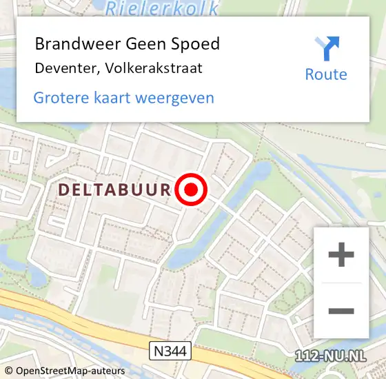 Locatie op kaart van de 112 melding: Brandweer Geen Spoed Naar Deventer, Volkerakstraat op 10 december 2020 22:41