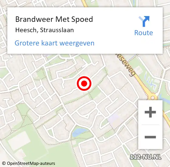 Locatie op kaart van de 112 melding: Brandweer Met Spoed Naar Heesch, Strausslaan op 11 december 2020 02:13