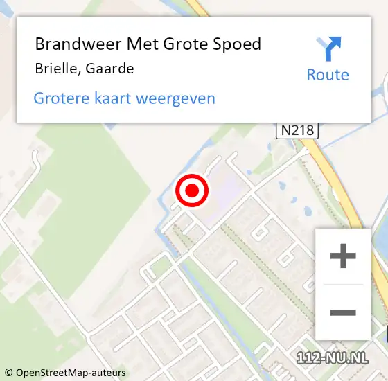 Locatie op kaart van de 112 melding: Brandweer Met Grote Spoed Naar Brielle, Gaarde op 11 december 2020 05:48