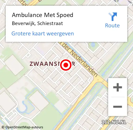 Locatie op kaart van de 112 melding: Ambulance Met Spoed Naar Beverwijk, Schiestraat op 11 december 2020 06:34