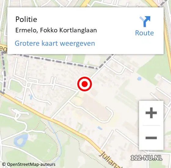 Locatie op kaart van de 112 melding: Politie Ermelo, Fokko Kortlanglaan op 11 december 2020 07:56