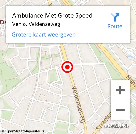 Locatie op kaart van de 112 melding: Ambulance Met Grote Spoed Naar Venlo, Veldenseweg op 11 december 2020 10:31