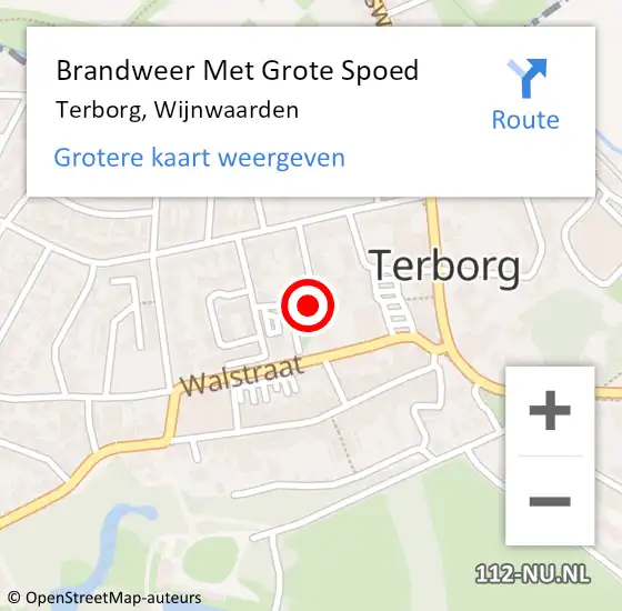 Locatie op kaart van de 112 melding: Brandweer Met Grote Spoed Naar Terborg, Wijnwaarden op 11 december 2020 10:39