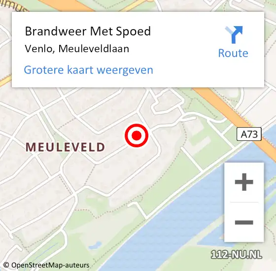 Locatie op kaart van de 112 melding: Brandweer Met Spoed Naar Venlo, Meuleveldlaan op 11 december 2020 11:41