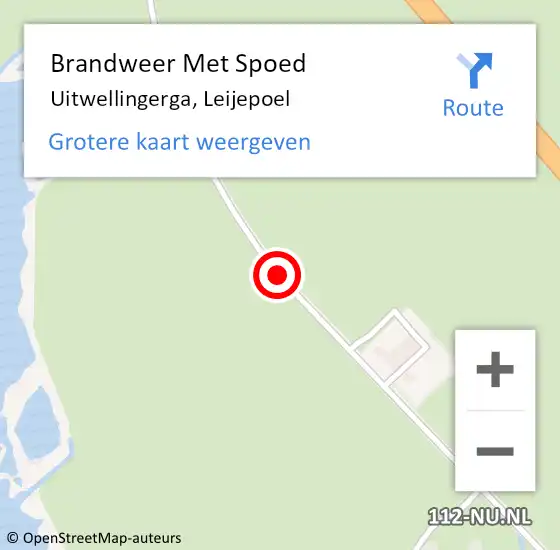 Locatie op kaart van de 112 melding: Brandweer Met Spoed Naar Uitwellingerga, Leijepoel op 3 oktober 2013 09:25