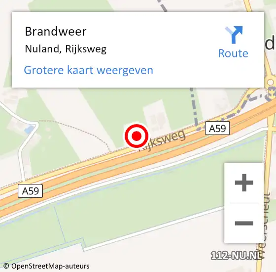 Locatie op kaart van de 112 melding: Brandweer Nuland, Rijksweg op 27 mei 2014 08:55