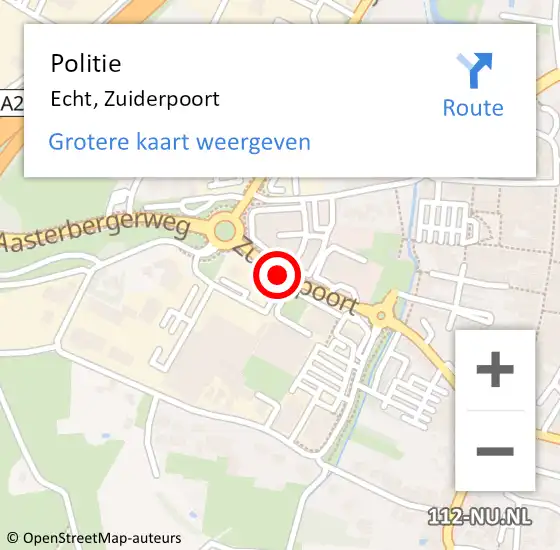 Locatie op kaart van de 112 melding: Politie Echt, Zuiderpoort op 11 december 2020 12:51