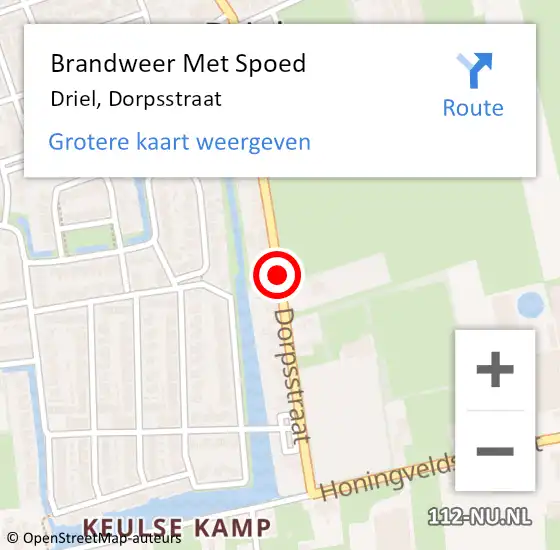 Locatie op kaart van de 112 melding: Brandweer Met Spoed Naar Driel, Dorpsstraat op 11 december 2020 14:05