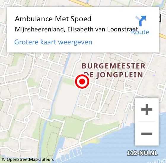 Locatie op kaart van de 112 melding: Ambulance Met Spoed Naar Mijnsheerenland, Elisabeth van Loonstraat op 11 december 2020 14:09