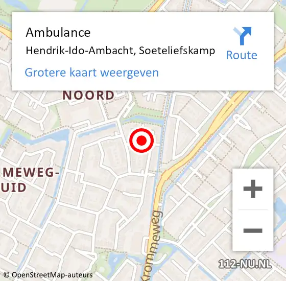 Locatie op kaart van de 112 melding: Ambulance Hendrik-Ido-Ambacht, Soeteliefskamp op 11 december 2020 15:43