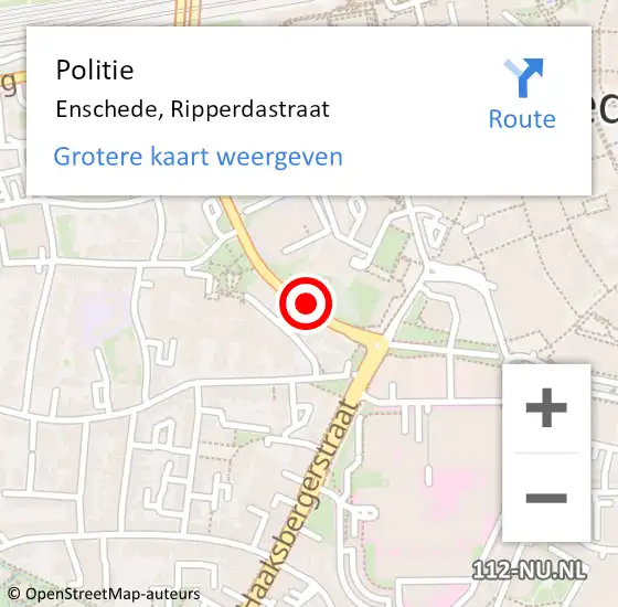 Locatie op kaart van de 112 melding: Politie Enschede, Ripperdastraat op 11 december 2020 16:11