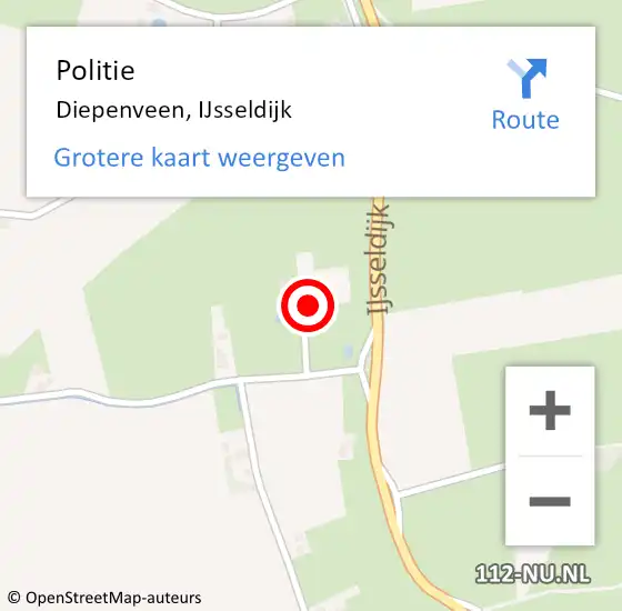 Locatie op kaart van de 112 melding: Politie Diepenveen, IJsseldijk op 11 december 2020 16:23