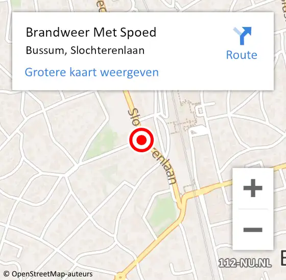 Locatie op kaart van de 112 melding: Brandweer Met Spoed Naar Bussum, Slochterenlaan op 11 december 2020 16:38