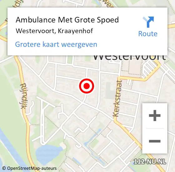 Locatie op kaart van de 112 melding: Ambulance Met Grote Spoed Naar Westervoort, Kraayenhof op 11 december 2020 17:31