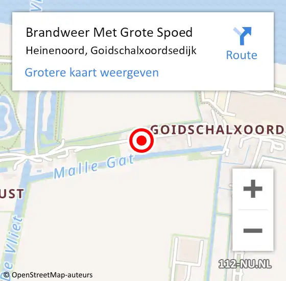 Locatie op kaart van de 112 melding: Brandweer Met Grote Spoed Naar Heinenoord, Goidschalxoordsedijk op 11 december 2020 17:37