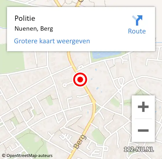Locatie op kaart van de 112 melding: Politie Nuenen, Berg op 11 december 2020 17:53