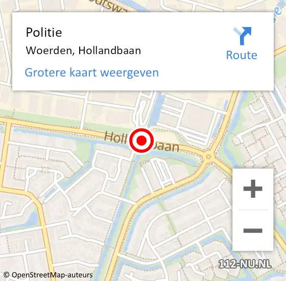 Locatie op kaart van de 112 melding: Politie Woerden, Hollandbaan op 11 december 2020 19:00