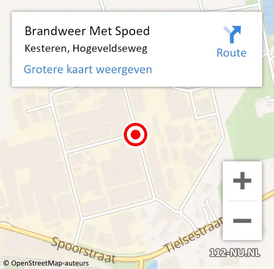 Locatie op kaart van de 112 melding: Brandweer Met Spoed Naar Kesteren, Hogeveldseweg op 11 december 2020 19:42