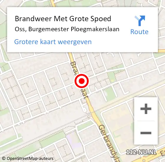 Locatie op kaart van de 112 melding: Brandweer Met Grote Spoed Naar Oss, Burgemeester Ploegmakerslaan op 11 december 2020 20:39