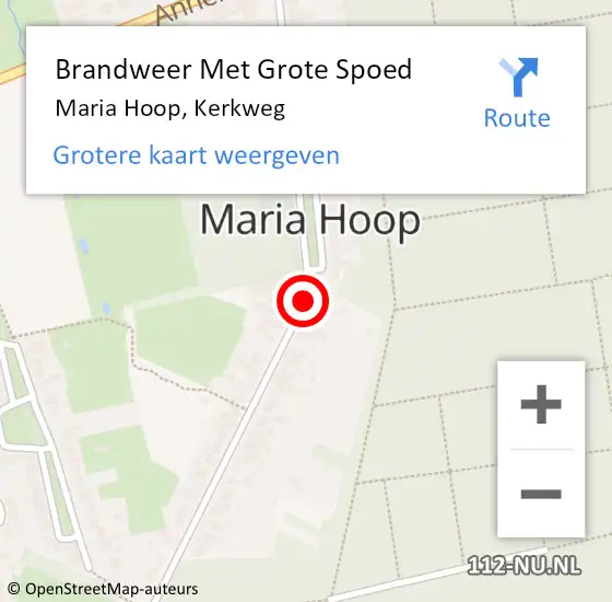 Locatie op kaart van de 112 melding: Brandweer Met Grote Spoed Naar Maria Hoop, Kerkweg op 11 december 2020 22:49
