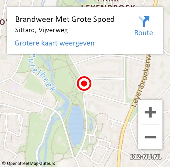 Locatie op kaart van de 112 melding: Brandweer Met Grote Spoed Naar Sittard, Vijverweg op 11 december 2020 23:08