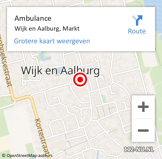 Locatie op kaart van de 112 melding: Ambulance Wijk en Aalburg, Markt op 11 december 2020 23:15