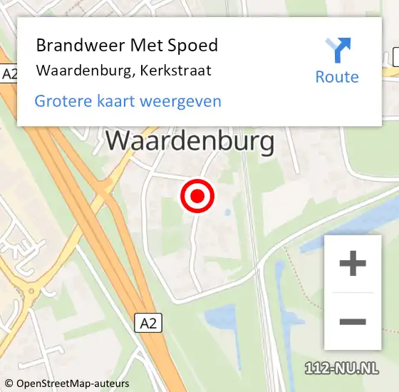 Locatie op kaart van de 112 melding: Brandweer Met Spoed Naar Waardenburg, Kerkstraat op 11 december 2020 23:55