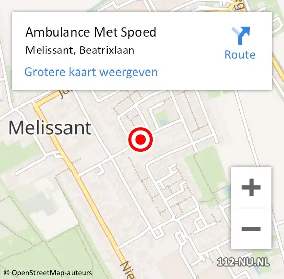 Locatie op kaart van de 112 melding: Ambulance Met Spoed Naar Melissant, Beatrixlaan op 11 december 2020 23:55