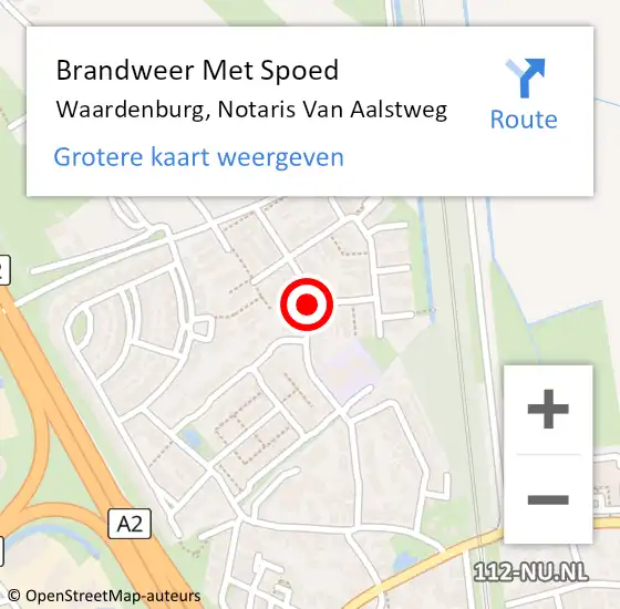 Locatie op kaart van de 112 melding: Brandweer Met Spoed Naar Waardenburg, Notaris Van Aalstweg op 12 december 2020 00:56