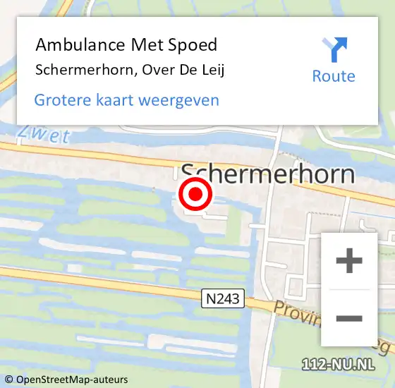 Locatie op kaart van de 112 melding: Ambulance Met Spoed Naar Schermerhorn, Over De Leij op 12 december 2020 06:07