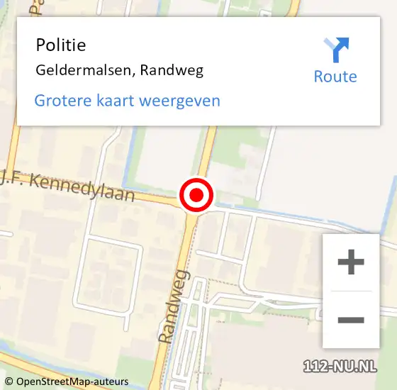 Locatie op kaart van de 112 melding: Politie Geldermalsen, Randweg op 12 december 2020 09:44