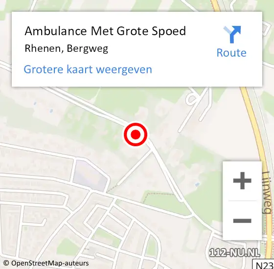 Locatie op kaart van de 112 melding: Ambulance Met Grote Spoed Naar Rhenen, Bergweg op 12 december 2020 09:48