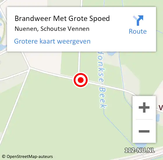 Locatie op kaart van de 112 melding: Brandweer Met Grote Spoed Naar Nuenen, Schoutse Vennen op 12 december 2020 11:11