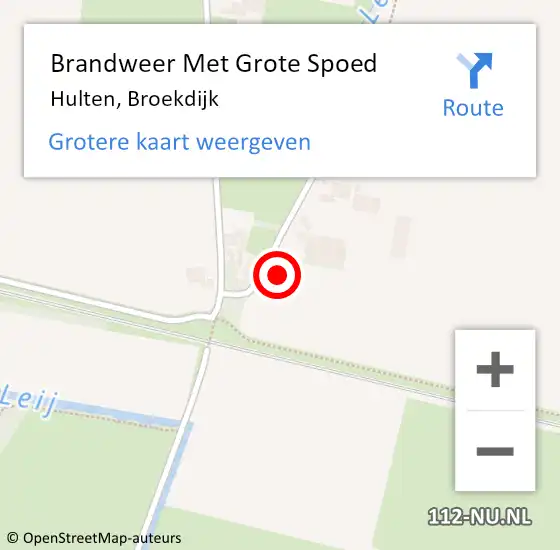 Locatie op kaart van de 112 melding: Brandweer Met Grote Spoed Naar Hulten, Broekdijk op 27 mei 2014 10:15