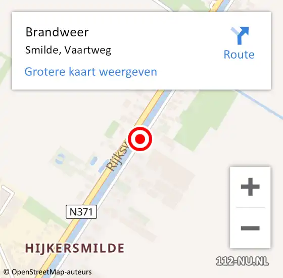 Locatie op kaart van de 112 melding: Brandweer Smilde, Vaartweg op 12 december 2020 13:32
