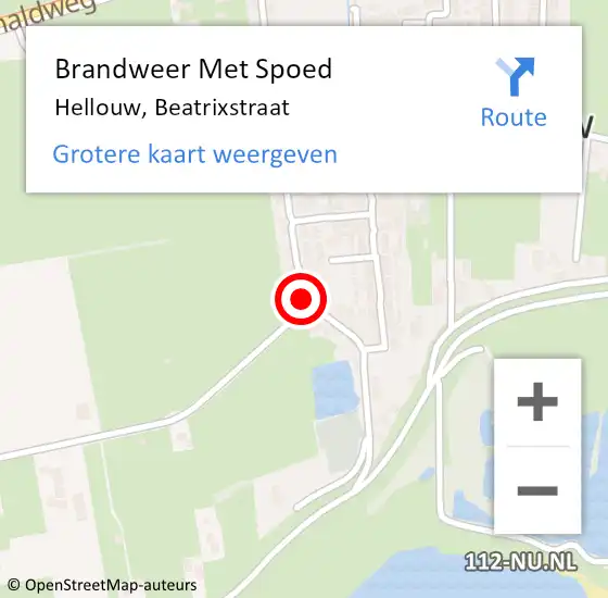 Locatie op kaart van de 112 melding: Brandweer Met Spoed Naar Hellouw, Beatrixstraat op 12 december 2020 14:31