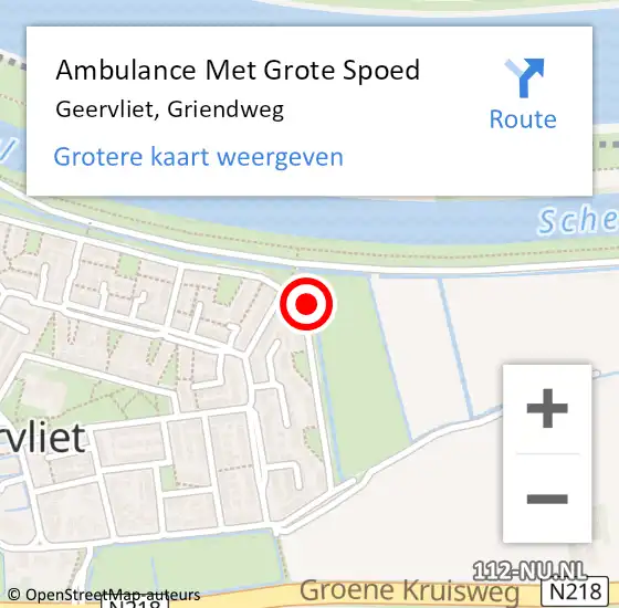 Locatie op kaart van de 112 melding: Ambulance Met Grote Spoed Naar Geervliet, Griendweg op 12 december 2020 15:15